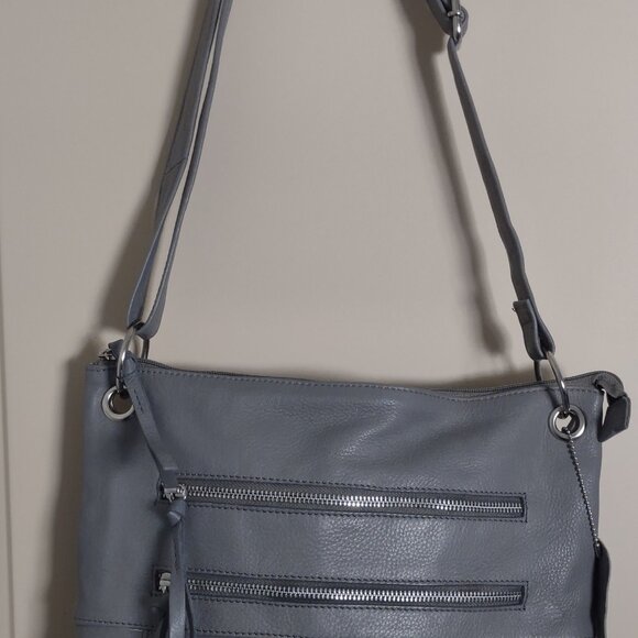 Gray Leather Crossbody Bag Purse by Great American Leatherworks - Picture 1 of 9
